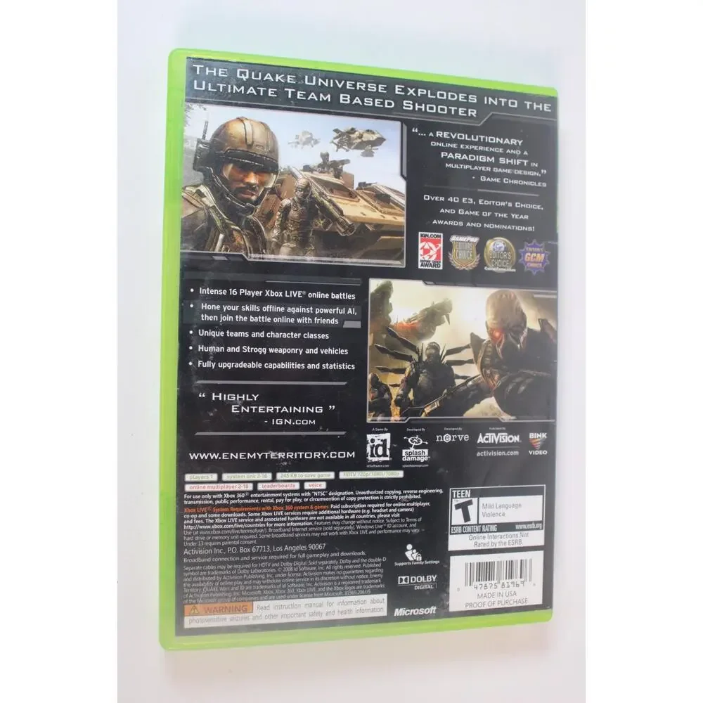 Enemy Territory: Quake Wars (Microsoft Xbox 360) Authentic, tested/works